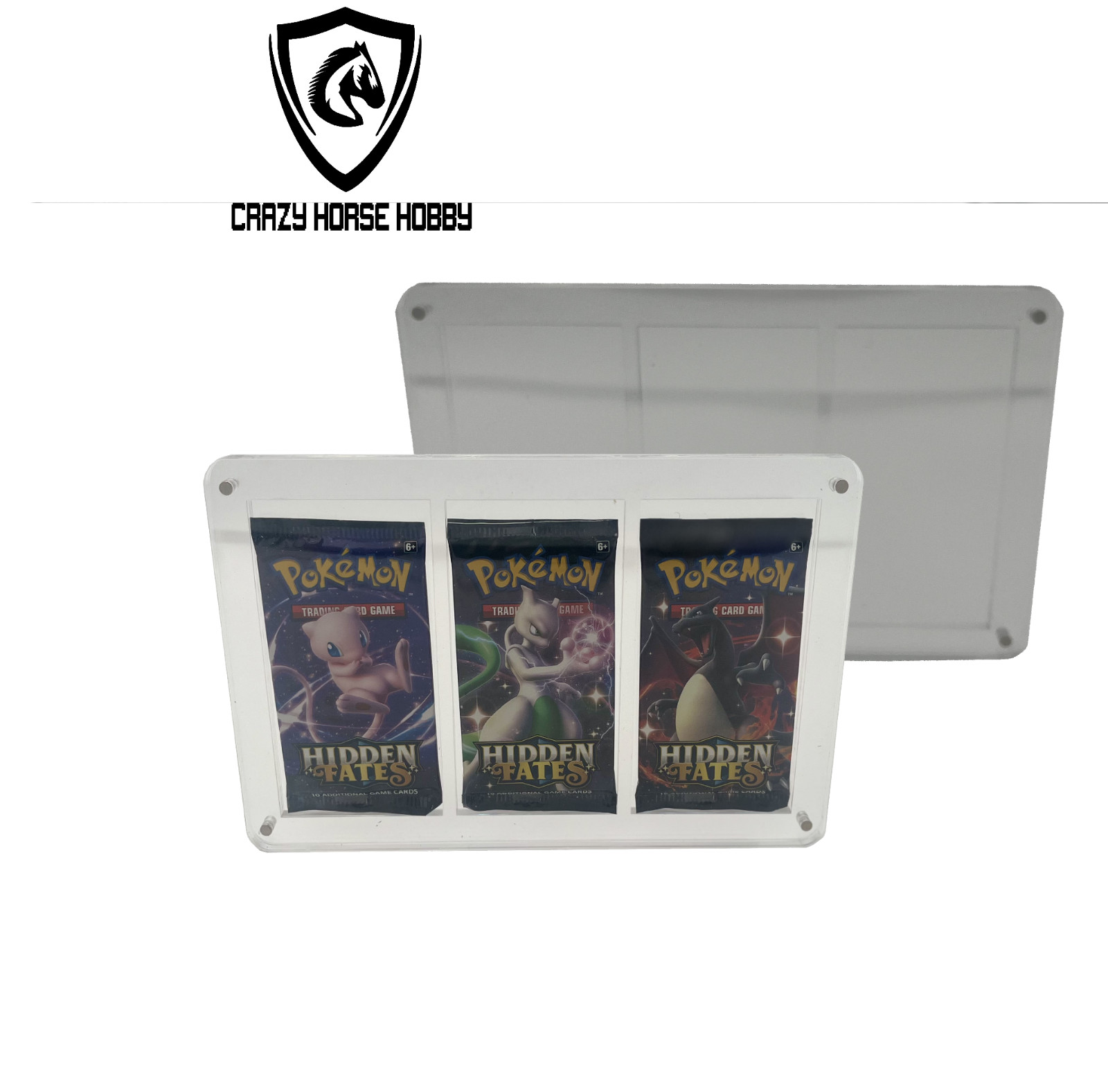 Pokemon Acrylic 2,3,4 or 5 Booster Pack Frame Display Case Magnet Locks
