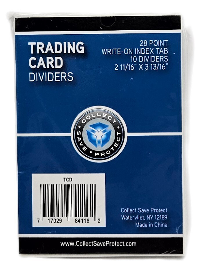 (10) 28pt Trading Card Dividers – White Heavy Duty With Write On Index Surface