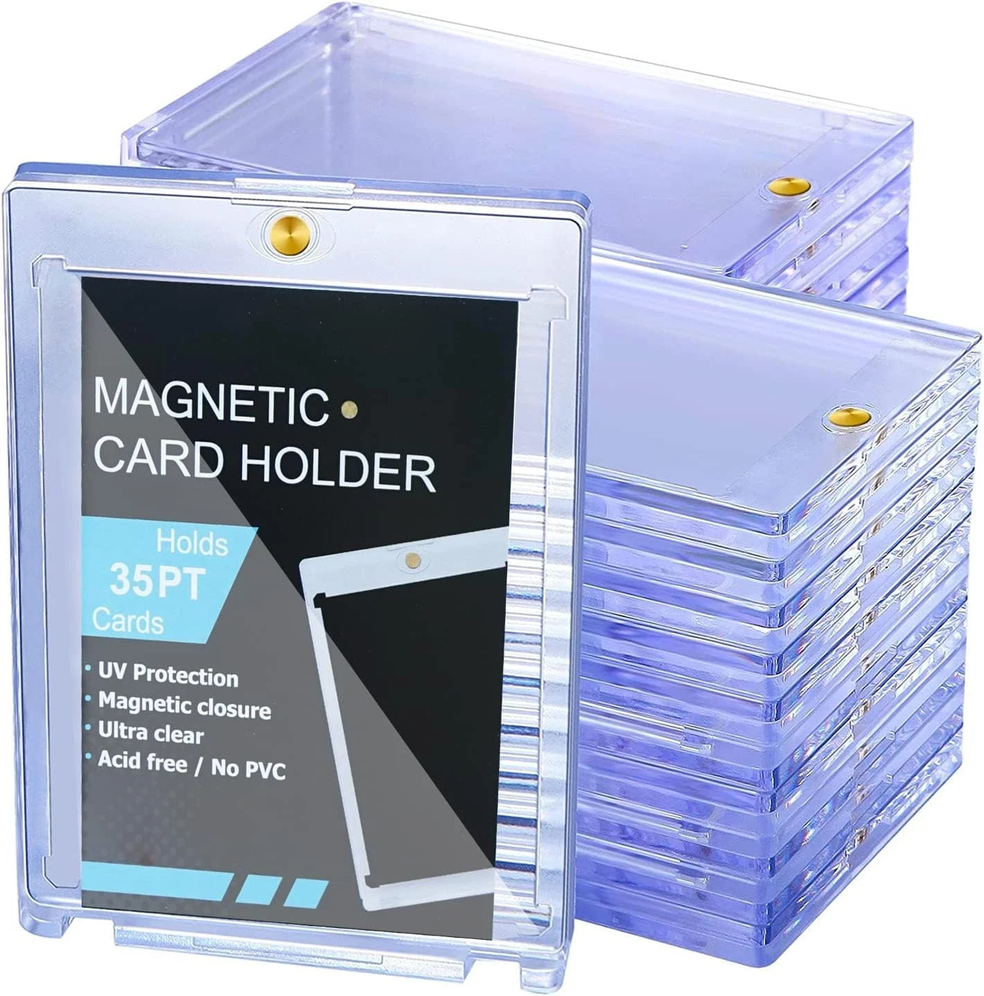 50Ct Magnetic Card Holders, 35Pt One Touch Card Holder, UV Protection Hard Plast