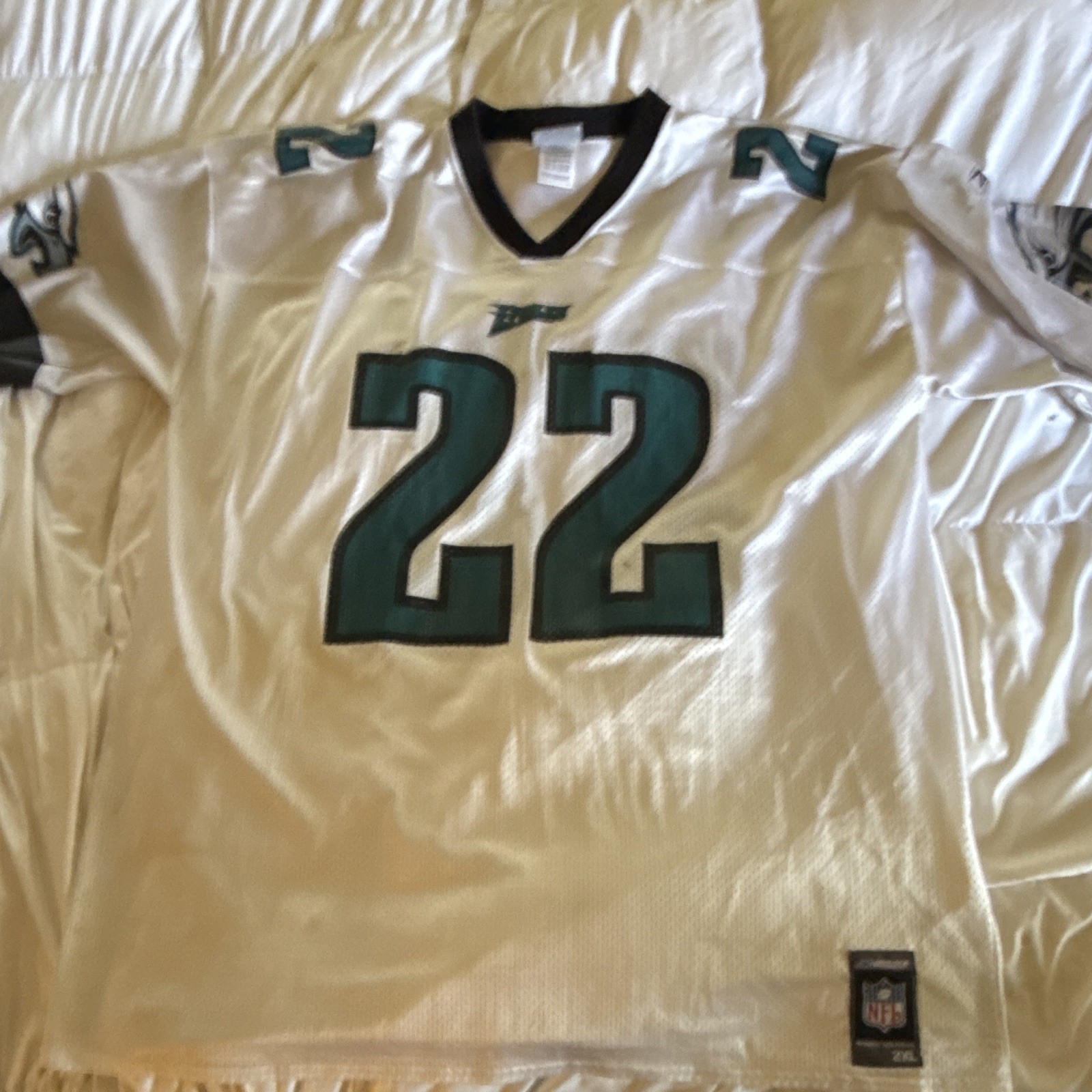 Reebok Philadelphia Eagles Duce Staley #22 NFL Jersey White/Green/Black 2XL