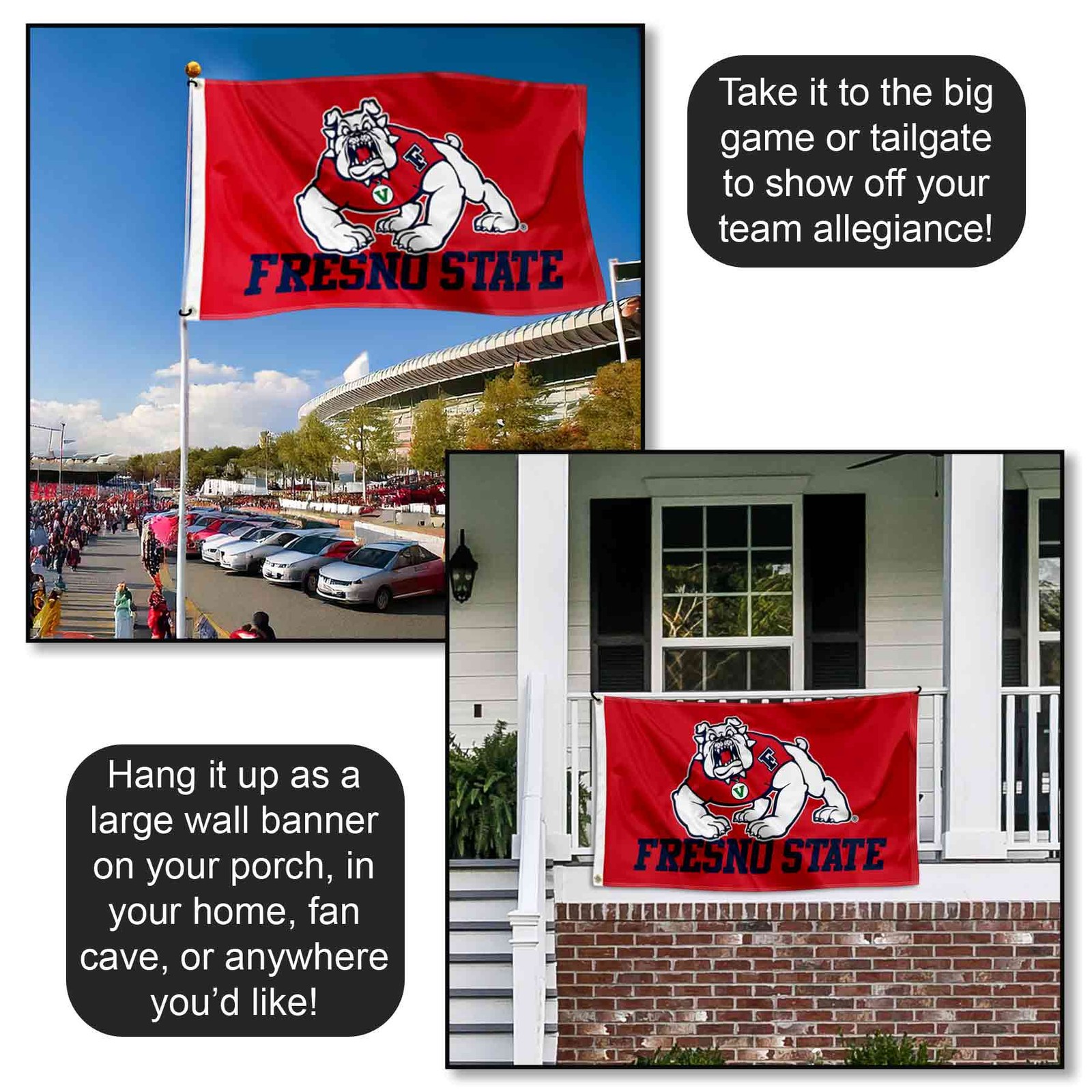 Fresno State Bulldogs Red Logo 3×5 Flag