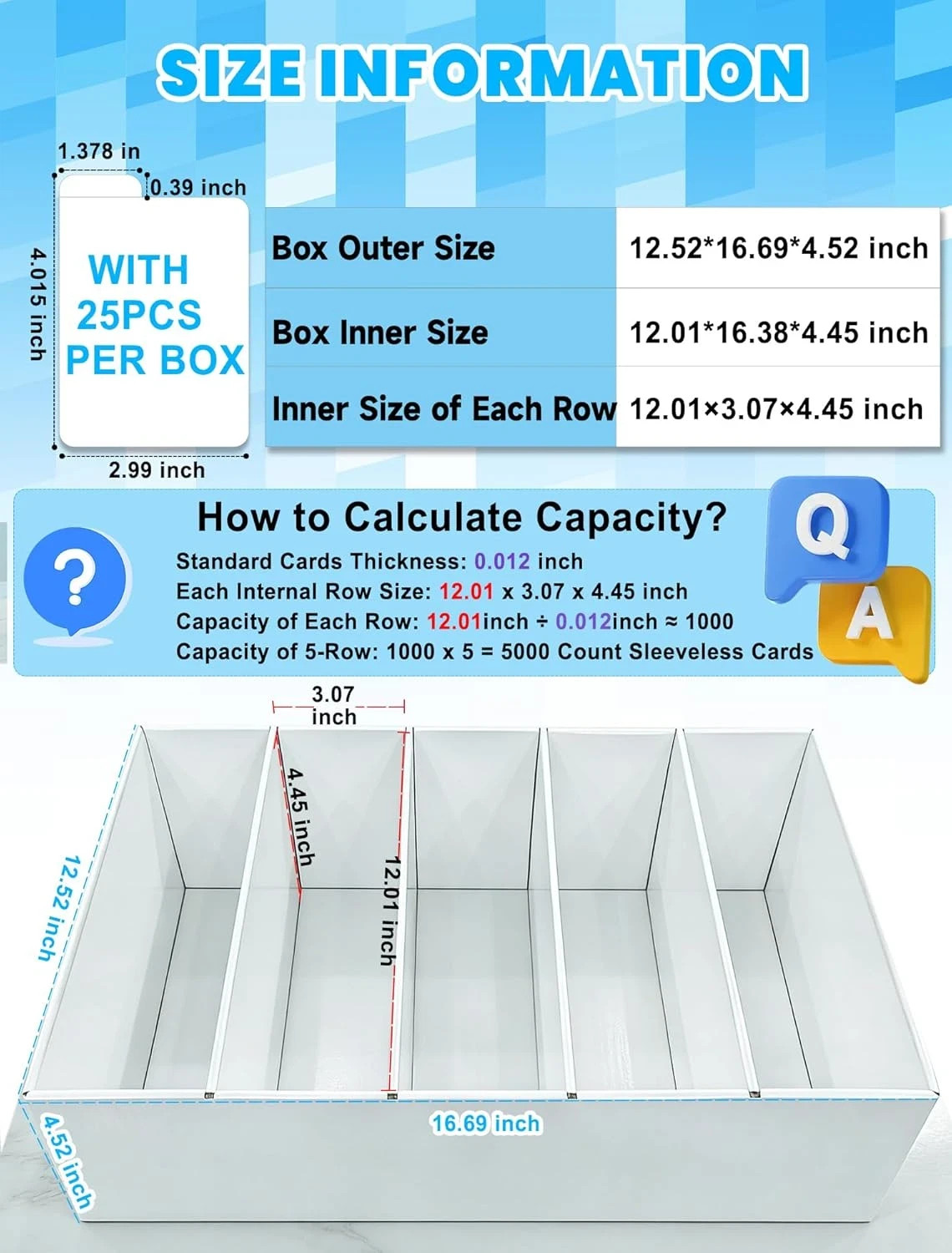 4-PACK Trading Card Storage Box -5 Row 5000Ct TCG Corrugated Cardboard Storage B