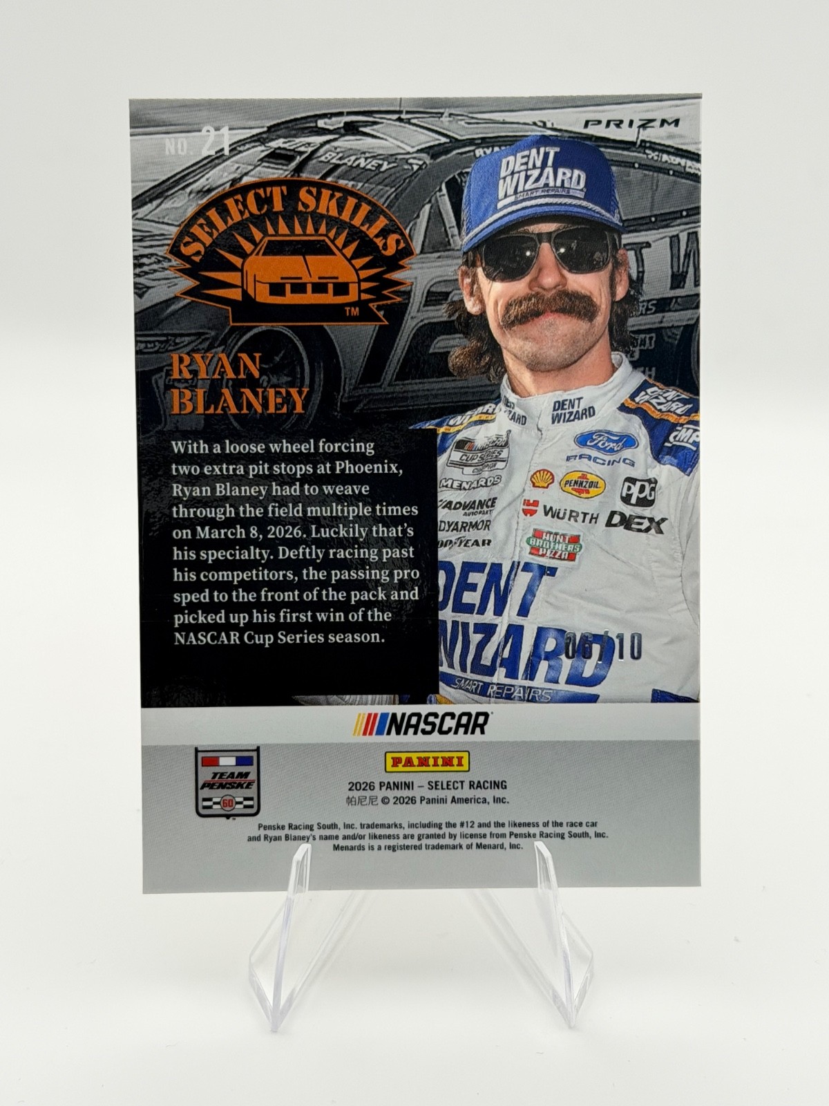 Select Nascar Ryan Blaney Select Skills Gold /10