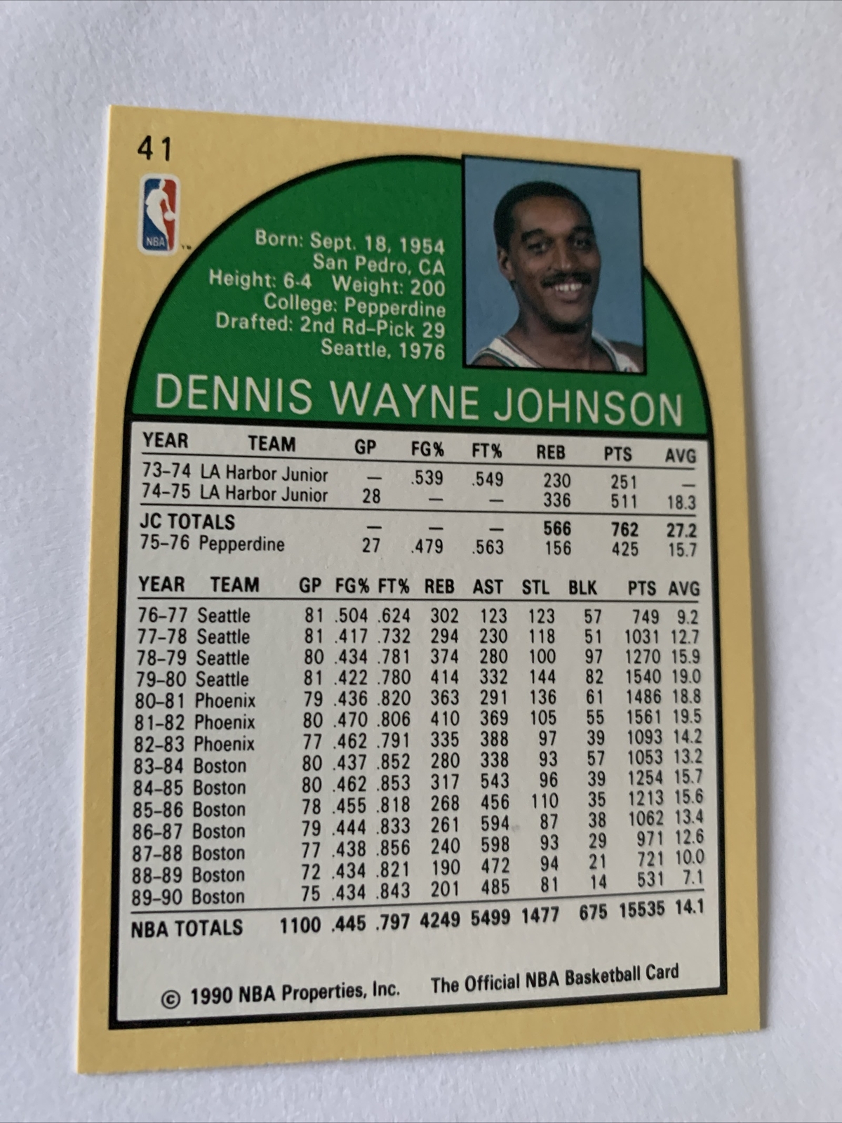 1990-91 NBA Hoops Basketball Card 41 Dennis JohnsoN Atlanta Hawks NmMt Free Ship
