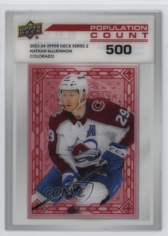 2023 Upper Deck Series 2 Population Count 500 /500 Nathan MacKinnon #PC-42 1a7z