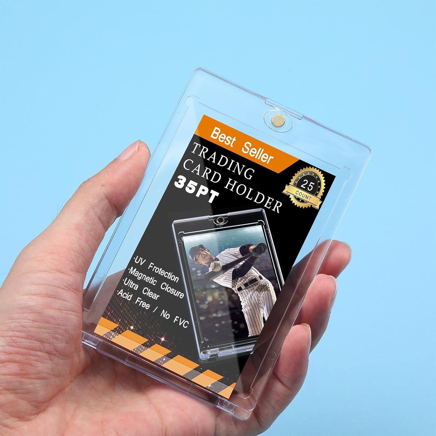 10 Pics Magnetic Card Holder 35 PT Trading Cards Protectors Clear Acrylic Cards