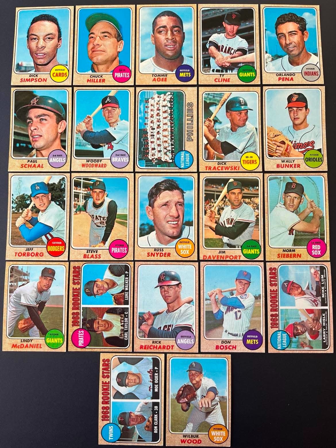 1968 Topps Baseball Card Set -247 DIFFERENT CARDS – Condition Varies – Vintage