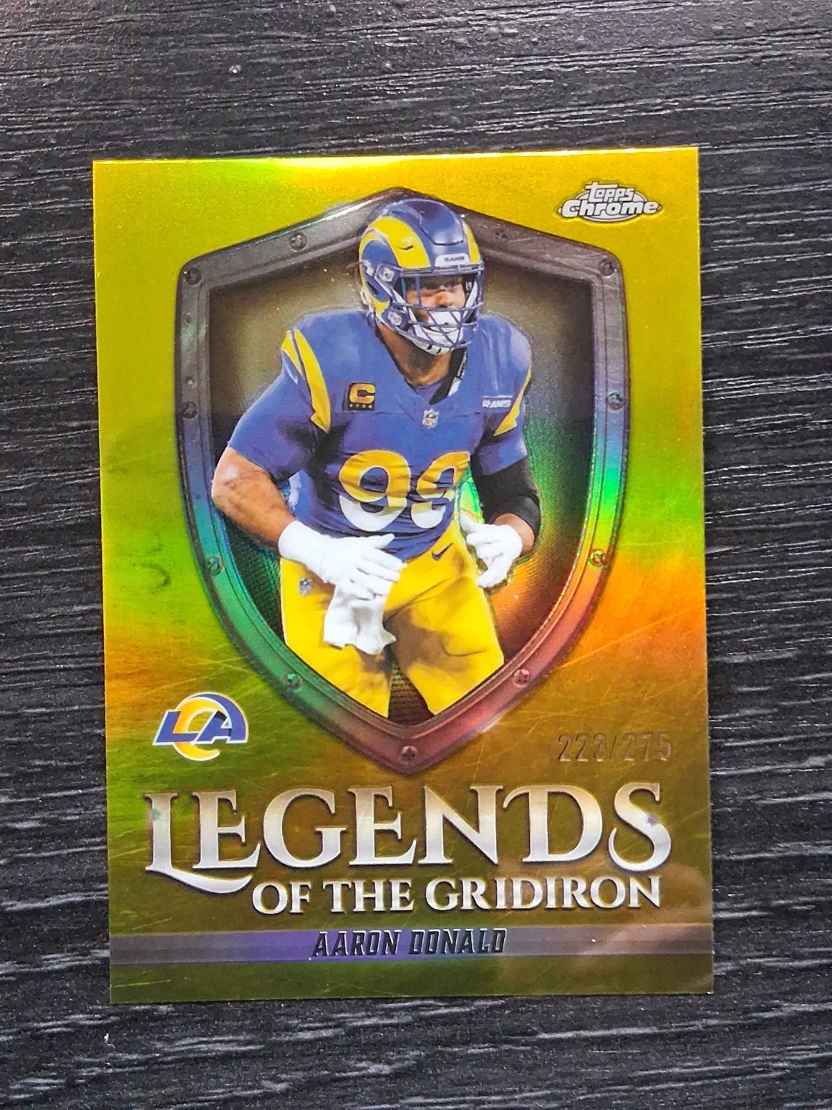 2025 Topps Chrome – Legends of the Gridiron Aaron Donald Yellow Refractor