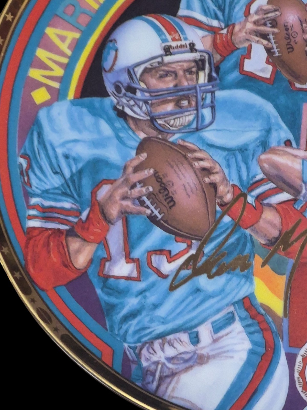 Dan Marino 1990 Miami Dolphins Autographed 10.5 Inch Plate With C. O. A. #0211