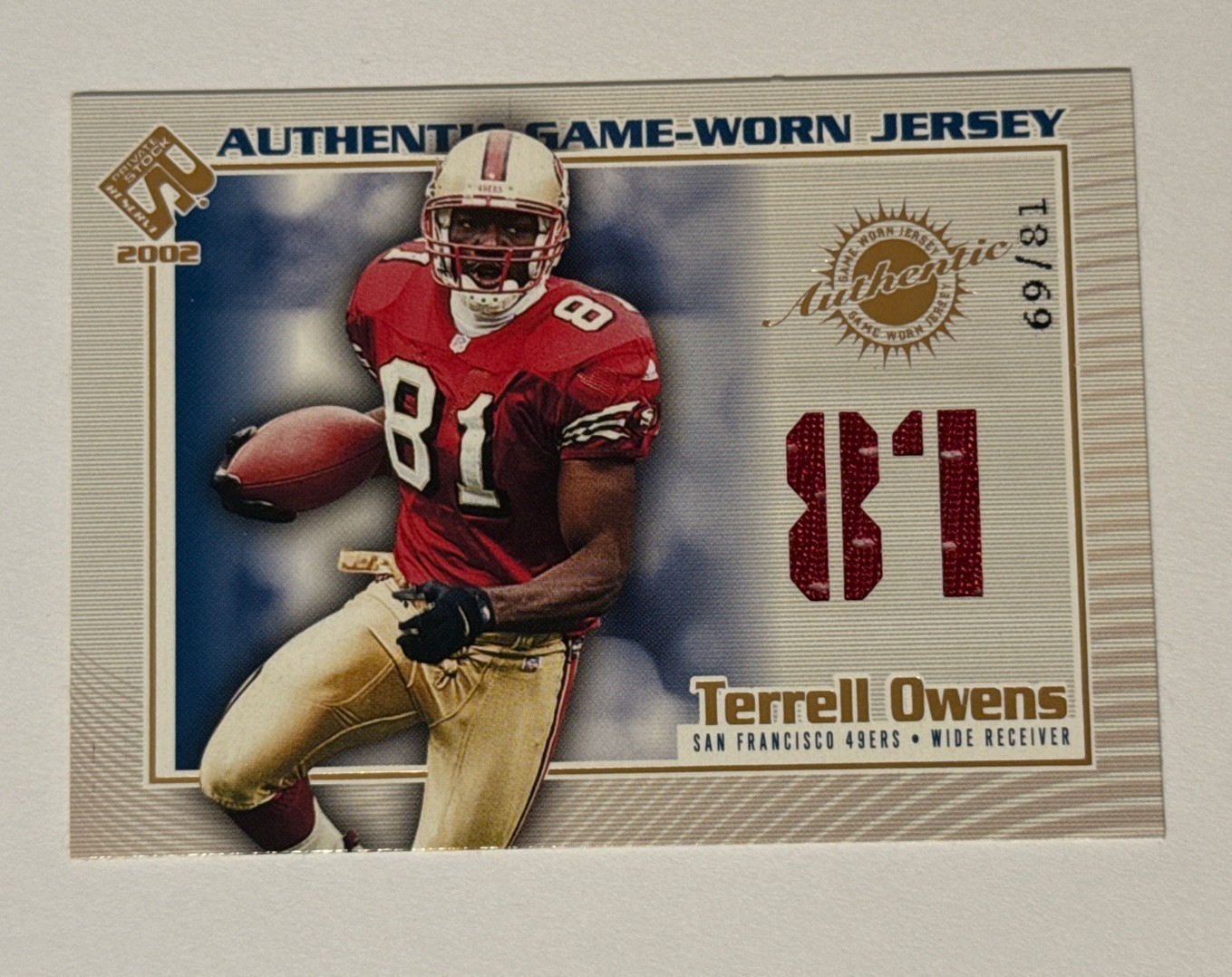 2002 Pacific Private Stock Reserve Game Worn Jersey Terrell Owens #107 /81