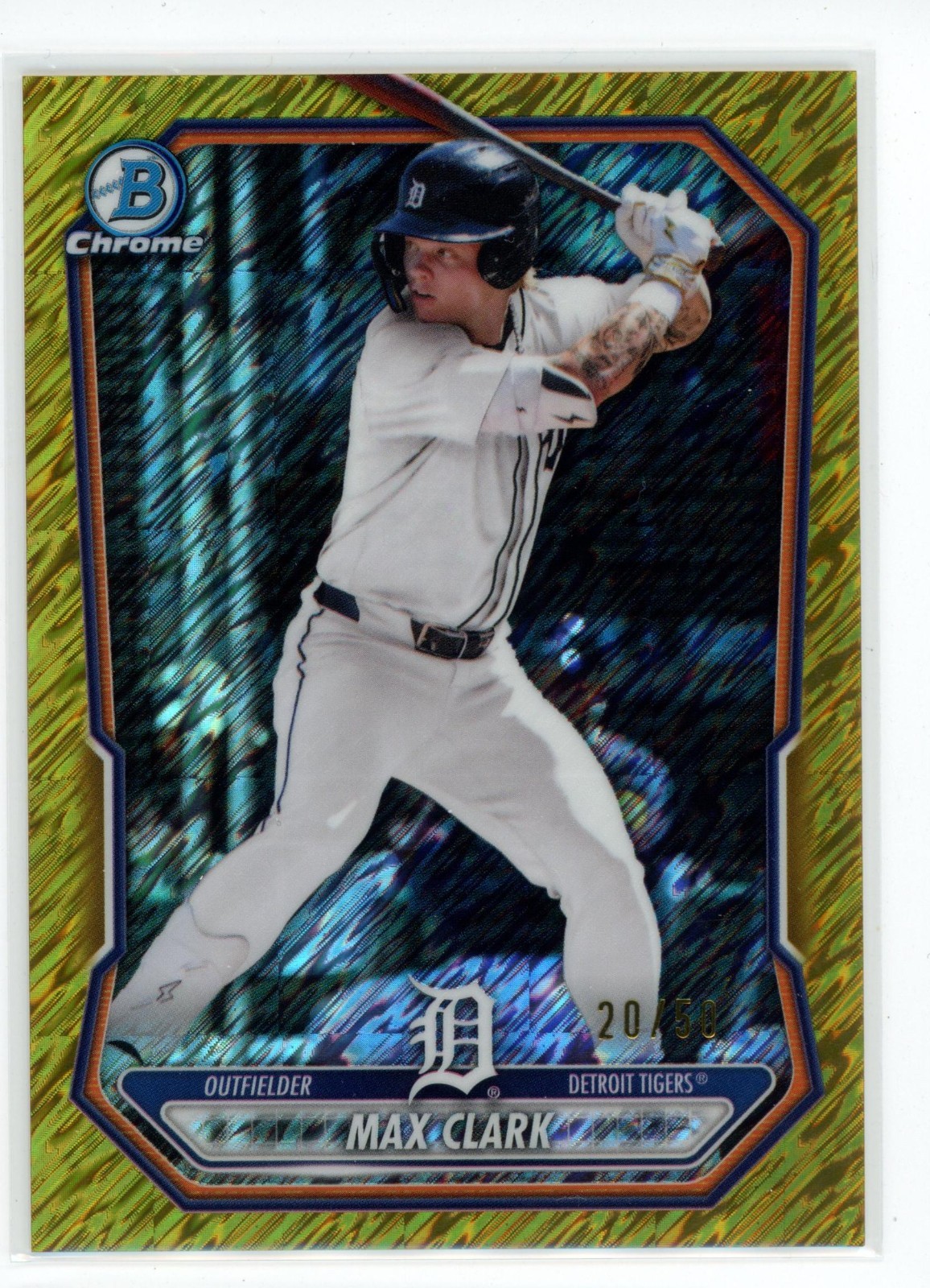 Max Clark 2026 Bowman Chrome Prospect Gold Shimmer Refractor /50 BCP-2 Tigers RC