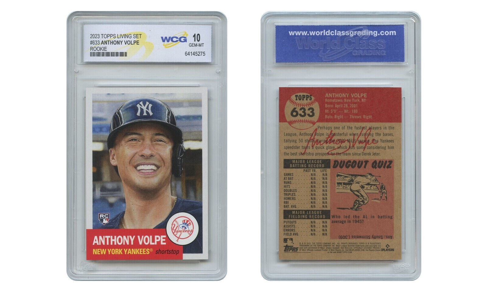 2023 Topps Living ANTHONY VOLPE NY Yankees SS ROOKIE Card #633 – Graded GM-10