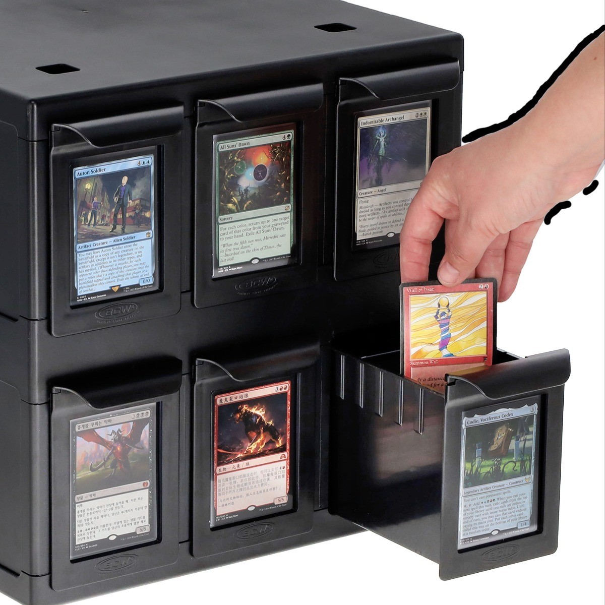 BCW Card Box Bin 6 Drawers Hold 1000+ Gaming / 700 Sports Cards Plastic Connect
