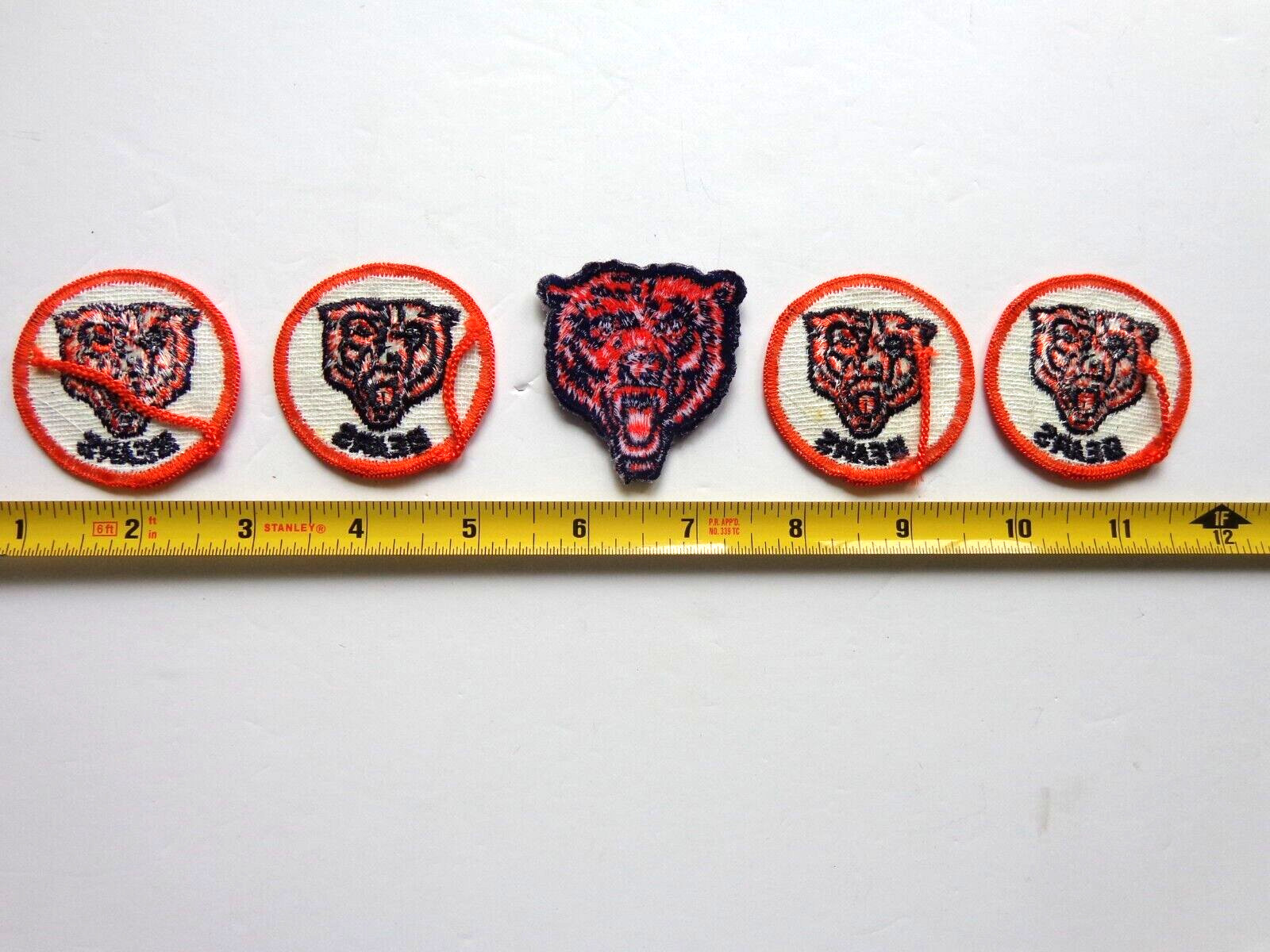 Vintage NFL Chicago Bears Patches 5 Pcs. Lot Old School Logos NEW OLD STOCK