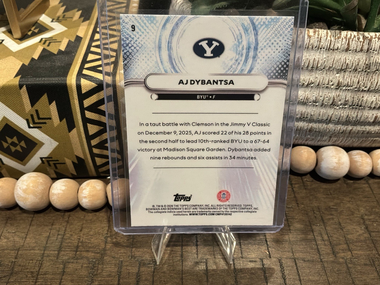2025-26 Bowman U Best AJ Dybantsa #9 Base RC BYU Cougars Basketball Card