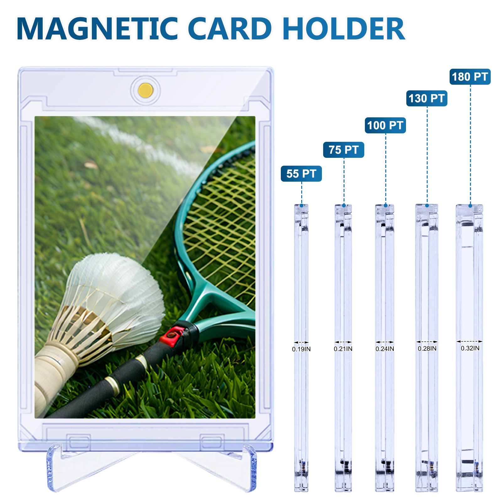 Slim 55-130pt Acrylic Magnetic Card Holder UV Protection For Trading Sports Card