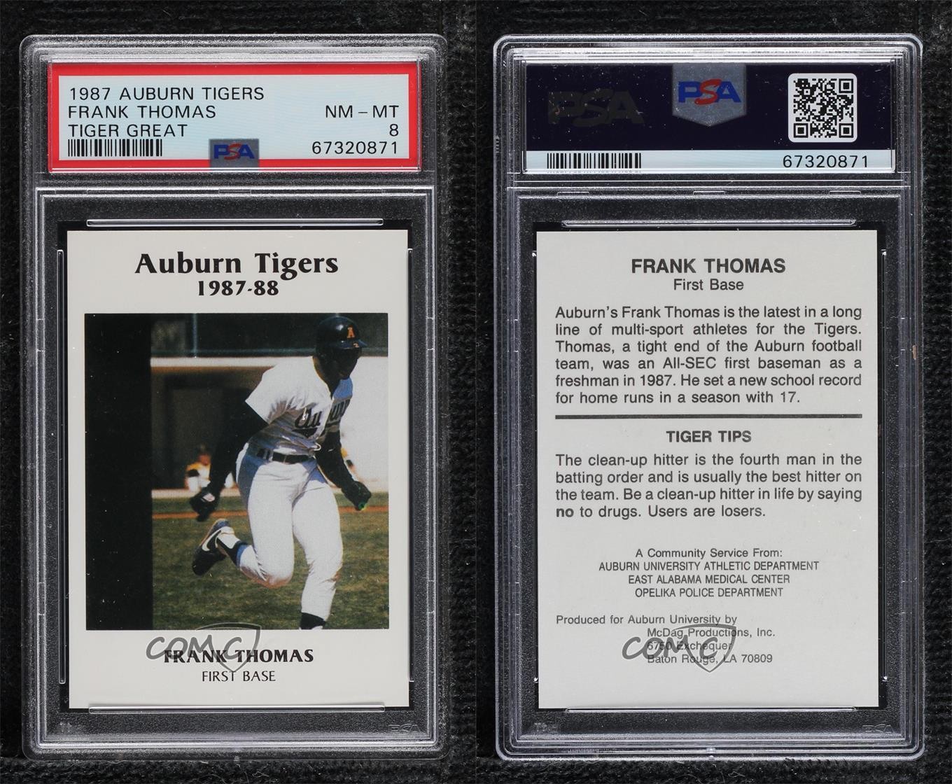 1987-88 McDag Auburn Tigers Frank Thomas HOF 7t6