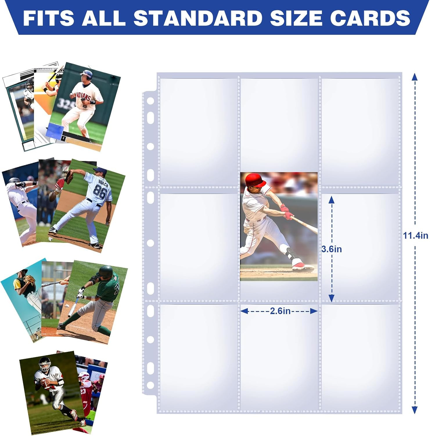 50 Pack 9 Pocket Card Sleeves Binder Sheets, Holds 900 Cards, Trading Card