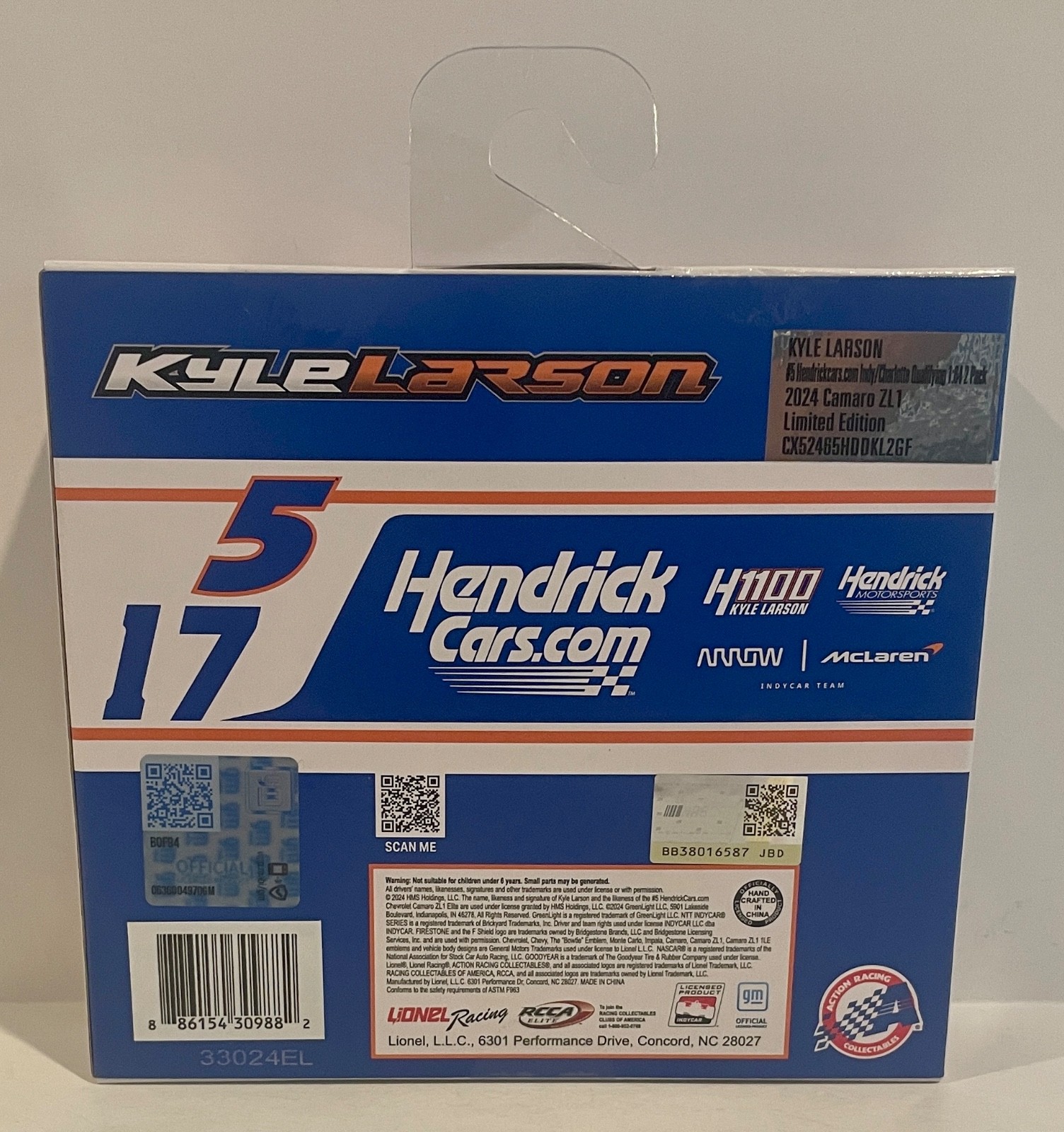 2025 Kyle Larson Indianapolis 500 1100 Signed Auto 1/64 Diecast Car Set W/ COA