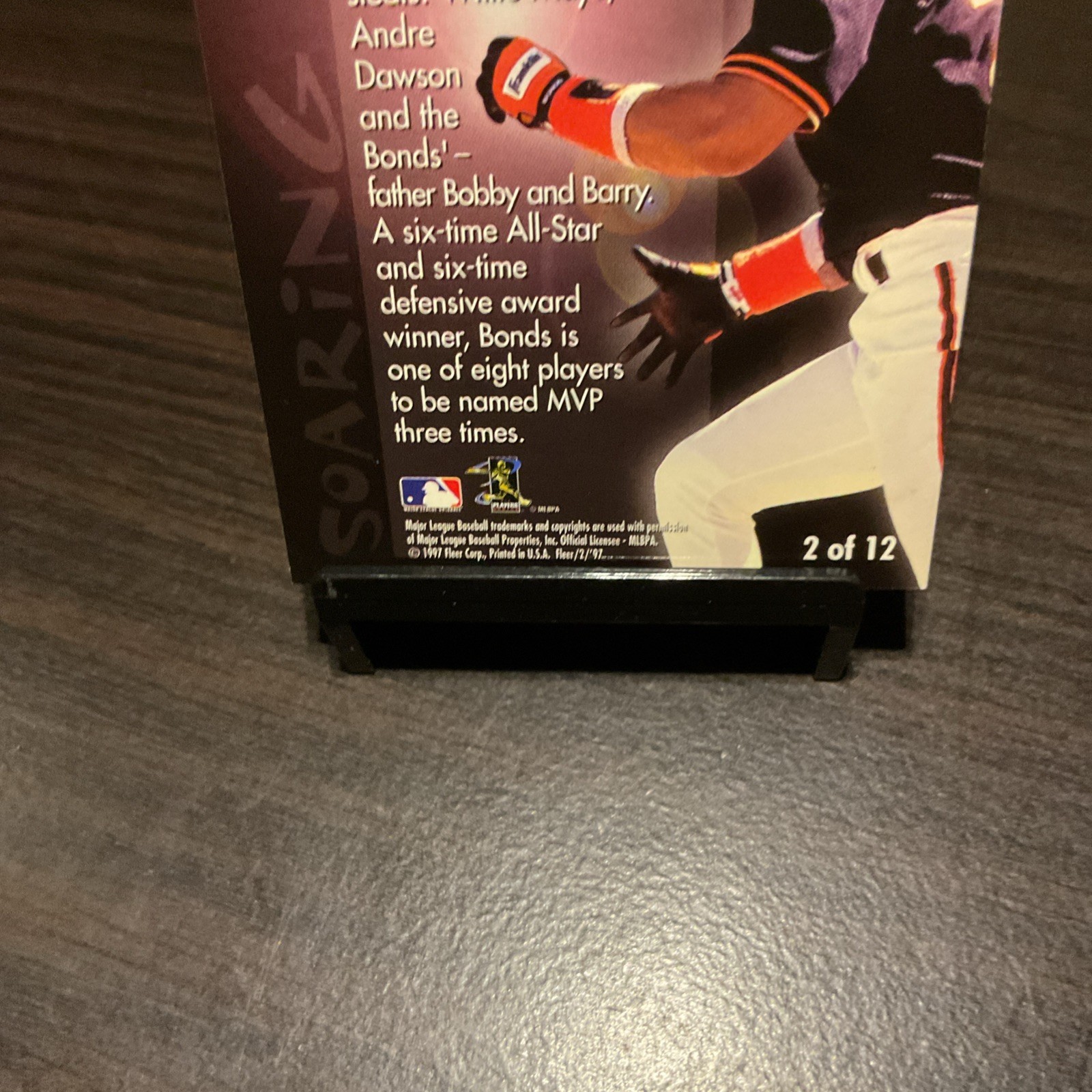 1997 Fleer Soaring Stars #2 Barry Bonds Refractor Pattern Insert Card