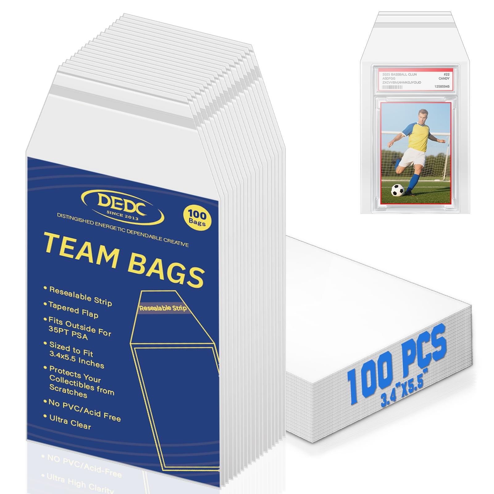 100 Bulk Pack Psa Slab Sleeves, Team Bags Graded Card Sleeves Fit Psa Slab Prote