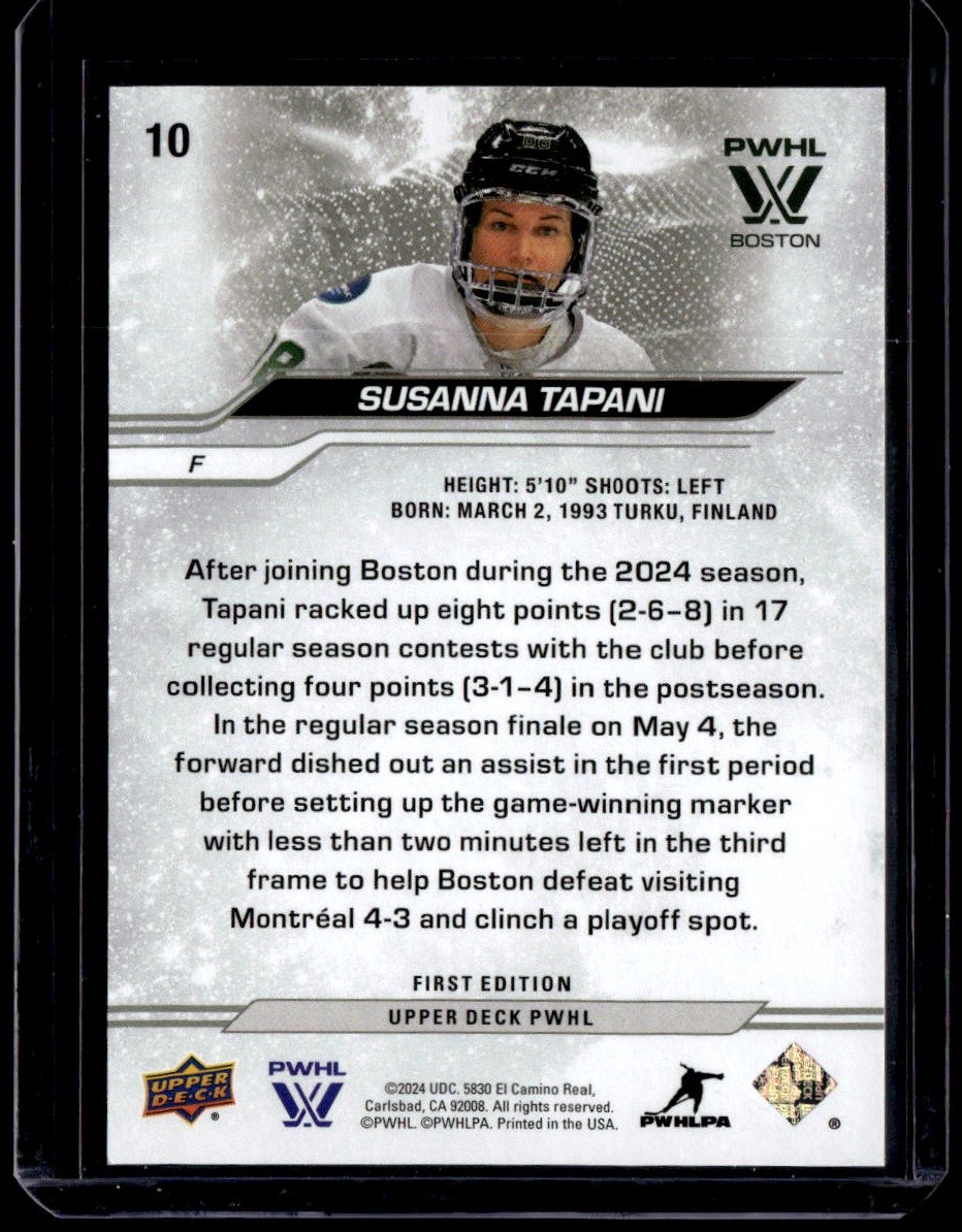 Susanna Tapani 2024 Upper Deck UD PWHL 1st Edition Deluxe /250