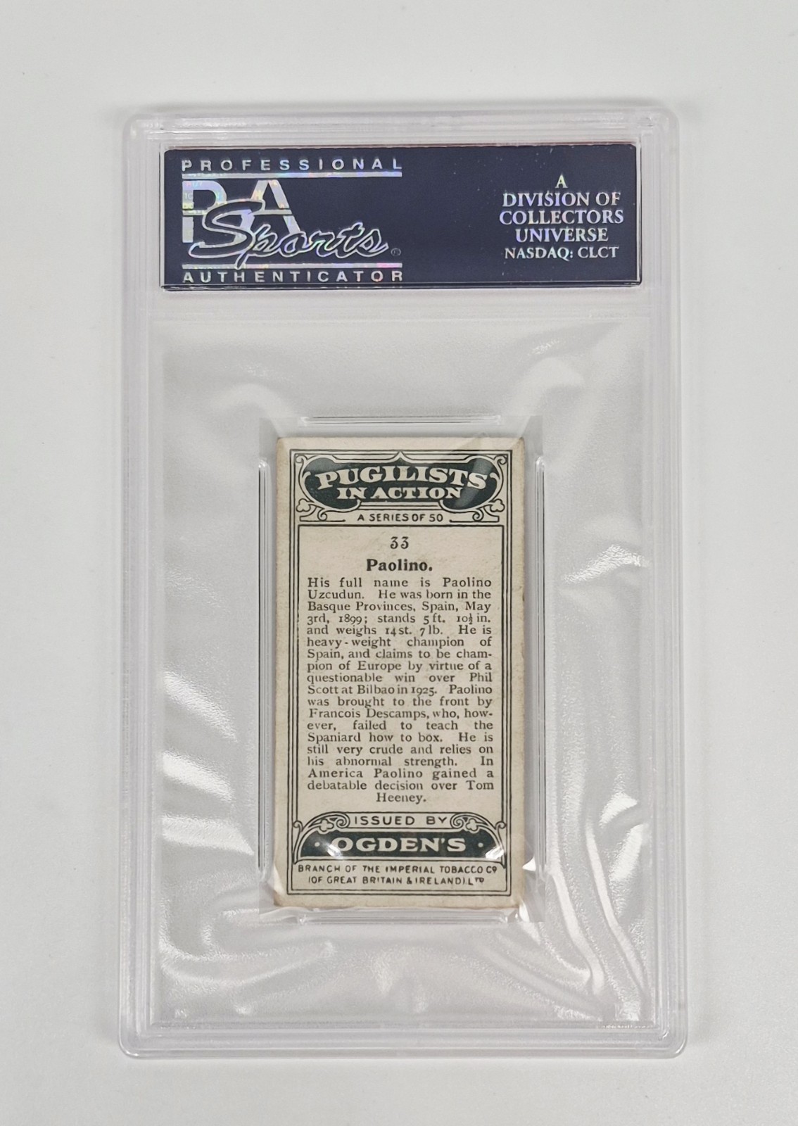 PSA GRADED 4.5 VG-EX + 1928 Ogdens Pugilists In Action Boxing Card #33 PAOLINO