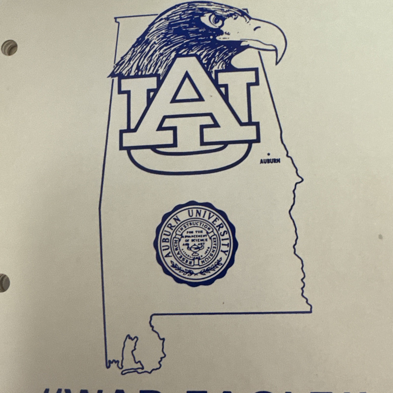 VINTAGE Alabama Auburn War Eagle Spiral Subject Notebook Made In USA 10.5 X 8