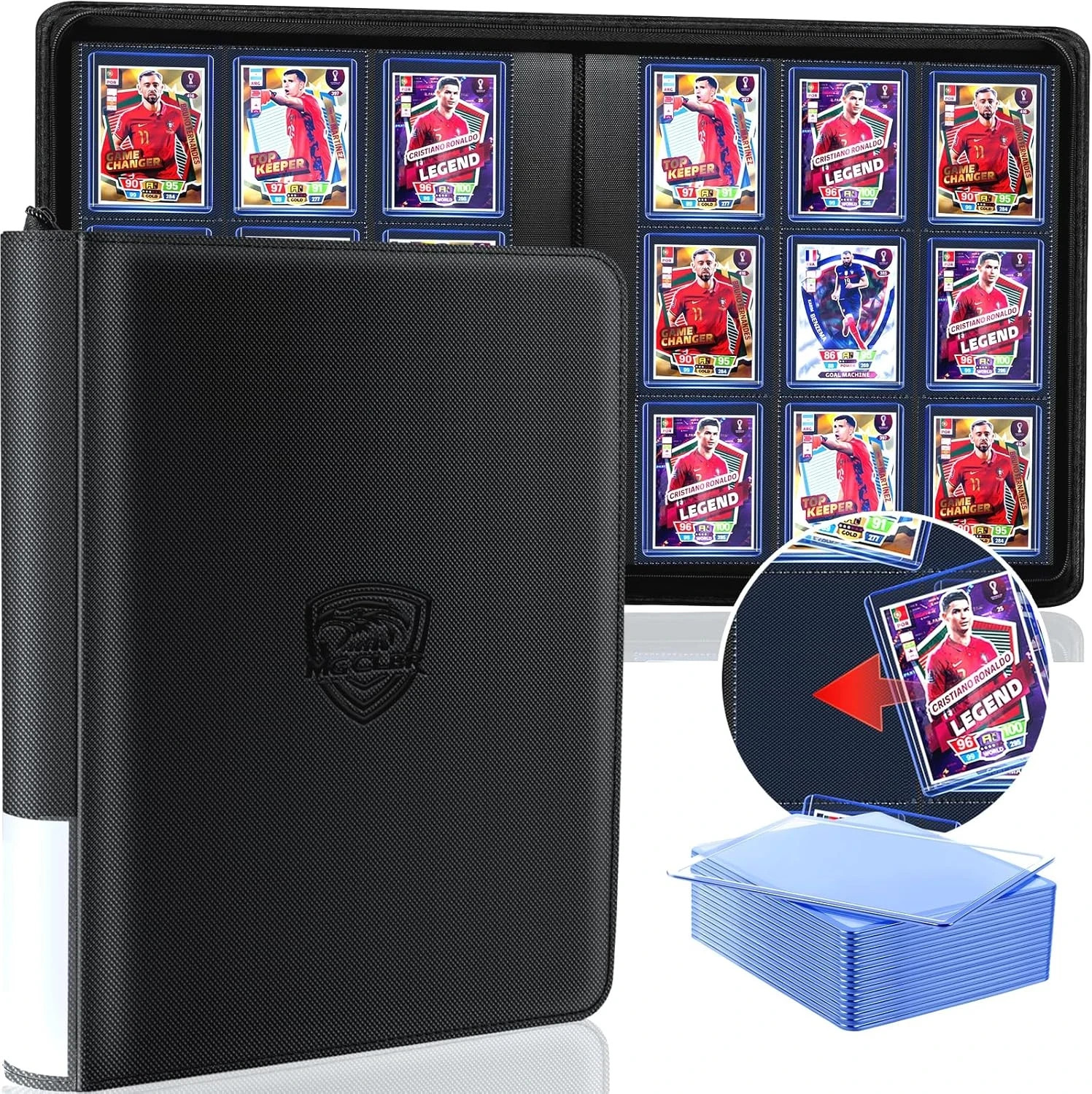 Top Loader Binder – Holds 324 Cards 20 Hard Sleeves Included,9-Pocket Side-Lo…