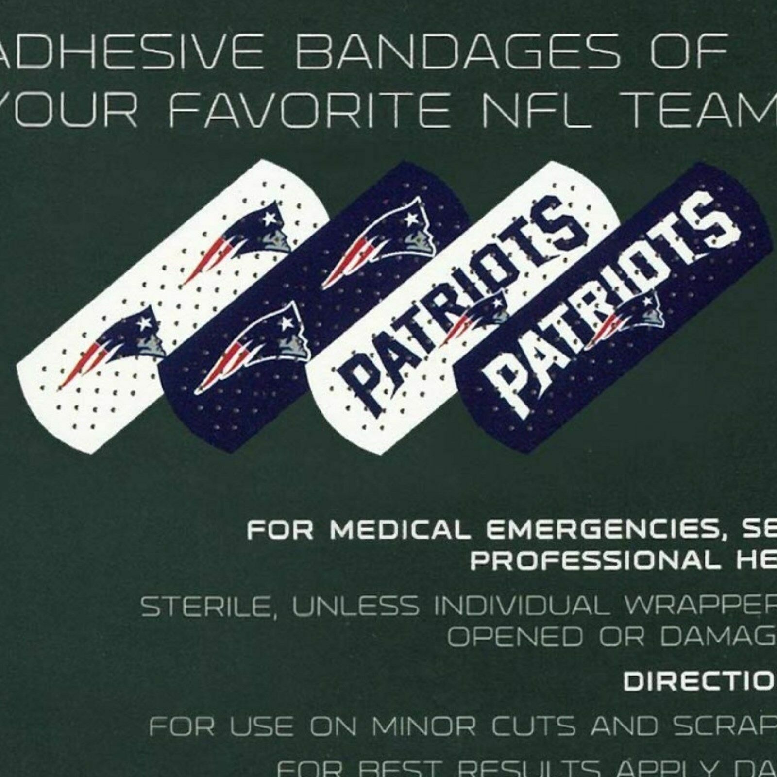 NFL Team Logo Bandages 1″x 3″, 50 Count in Box-Officially Licensed