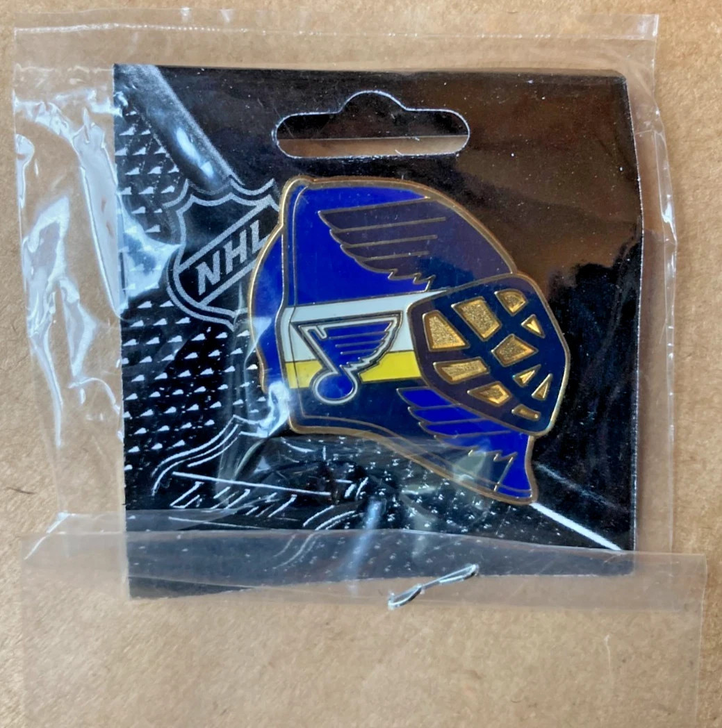 JF Sports Lapel Pins NHL ST. Louis Blues Kariya & Blue Jerseys w/ Goalie Mask