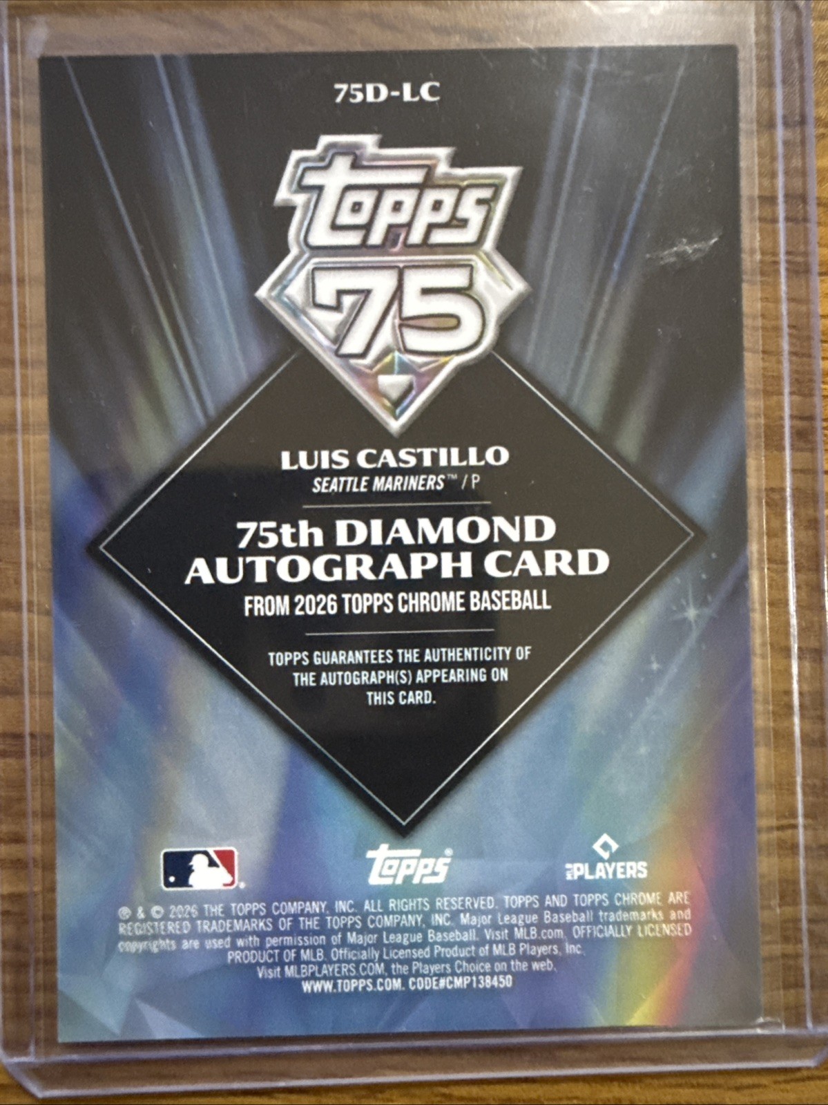 2026 Topps Chrome Luis Castillo 75th diamond autographs /50