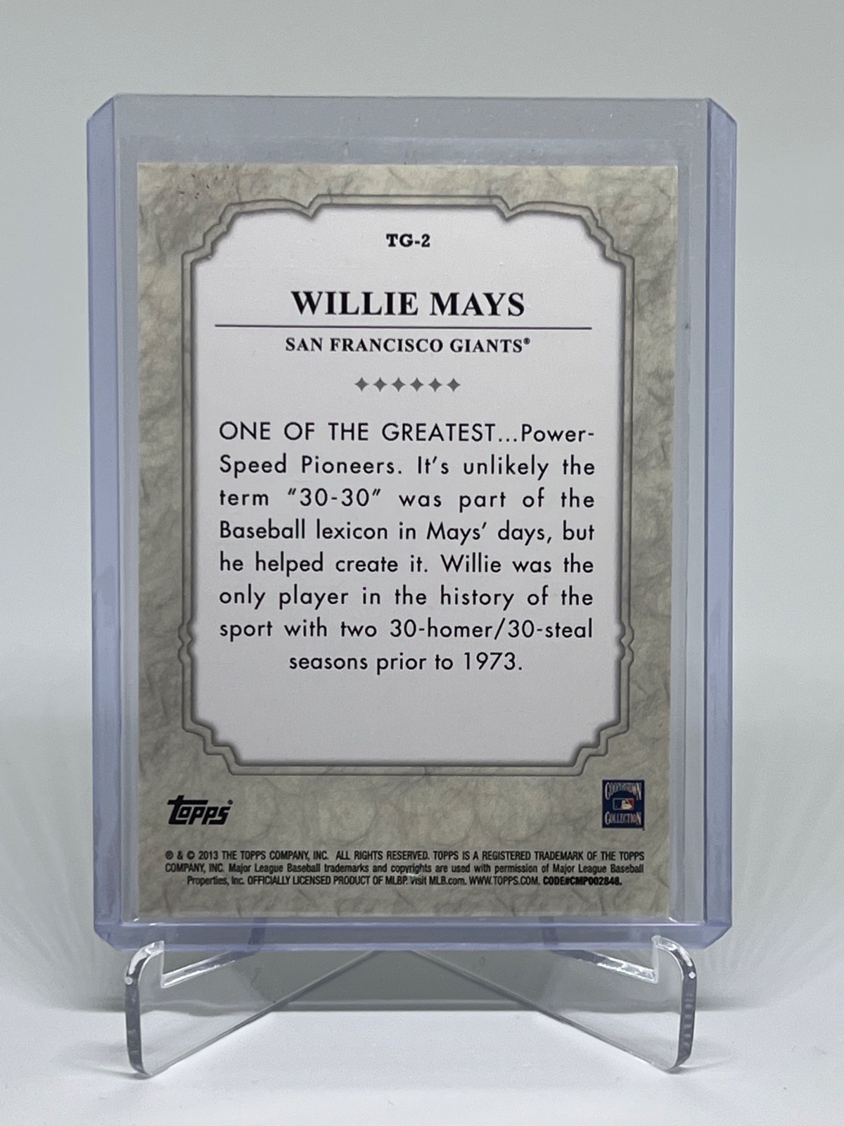 2013 Topps The Greats Willie Mays #TG-2 San Francisco Giants
