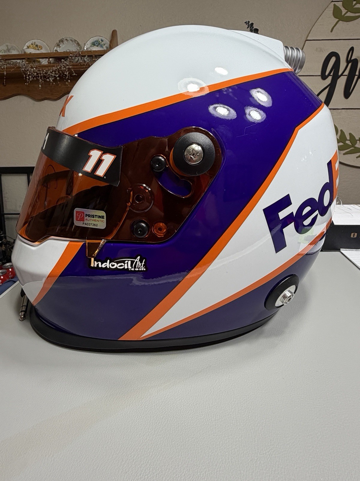 Denny Hamlin Signed FedEx #11 Full-Size Racing Helmet w/Pristine Authentic COA