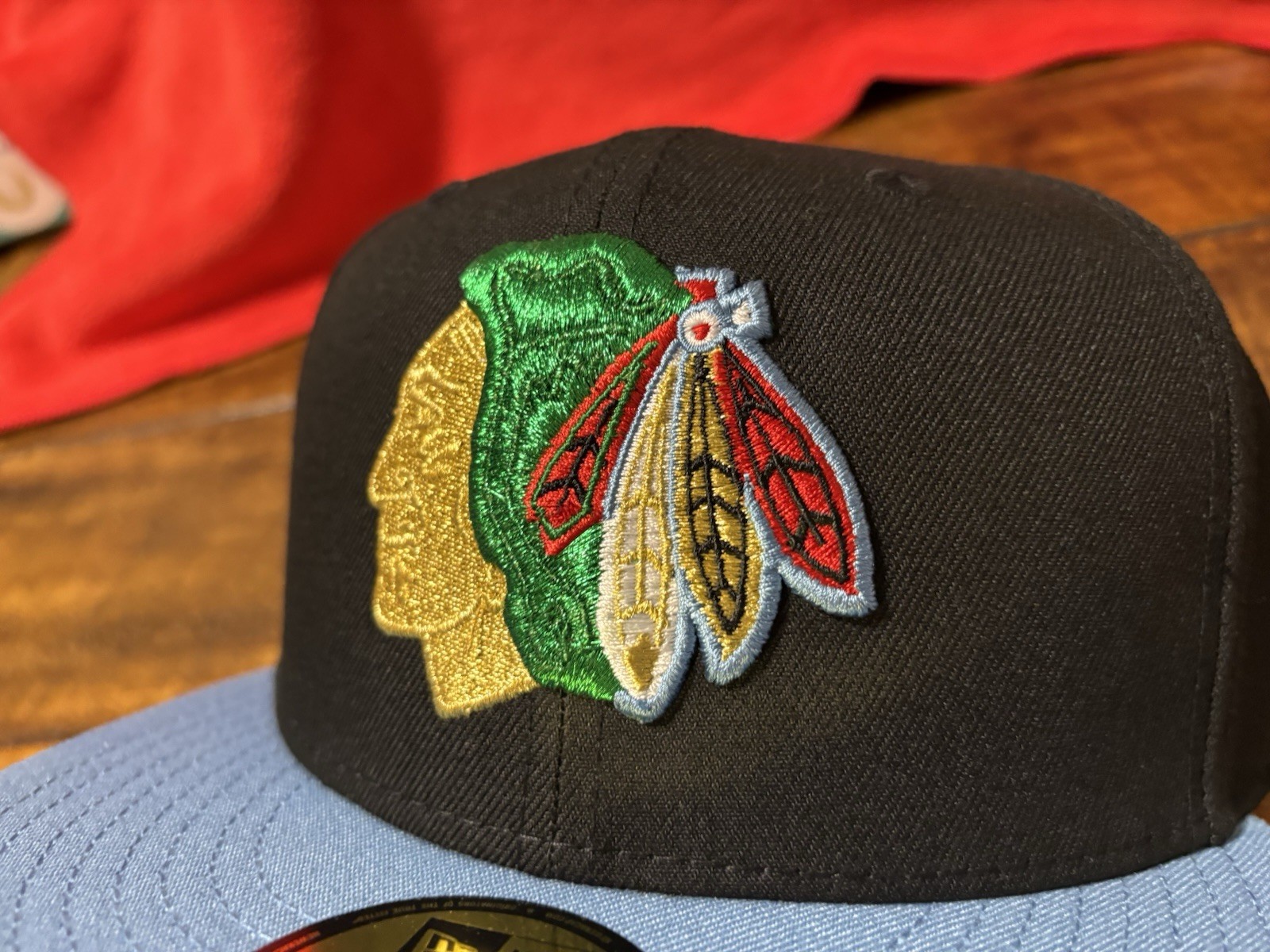 Chicago Blackhawks Always Original Sky Blue Black New Era Fitted 7 7/8 Gray UV