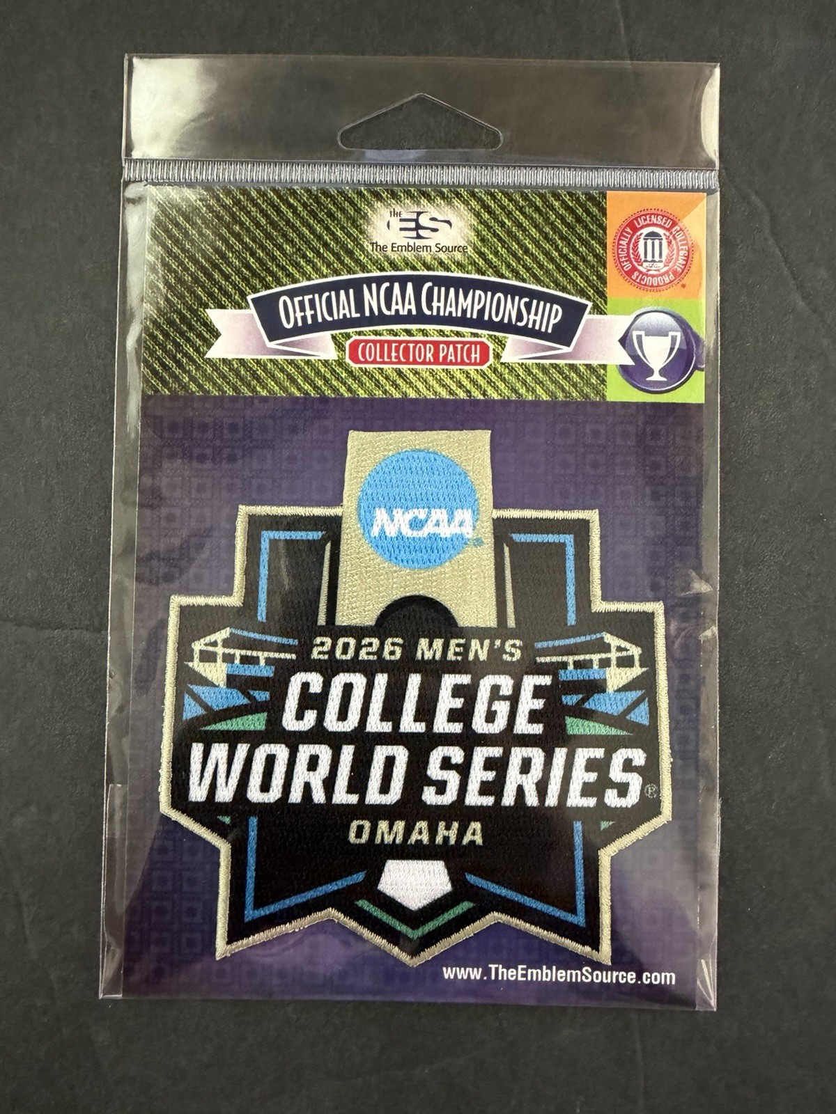 2026 NCAA MEN’S COLLEGE WORLD SERIES OFFICIAL BASEBALL + JERSEY PATCH COMBO