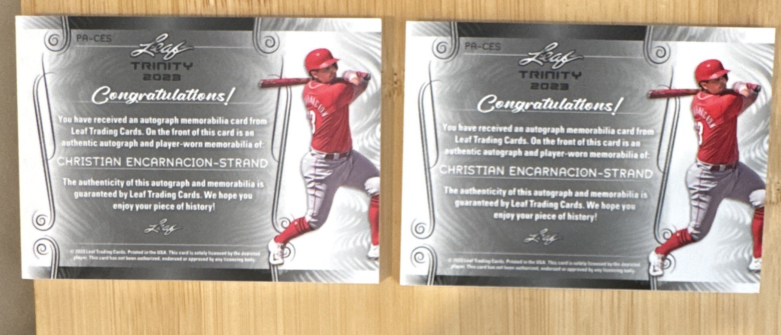 2 Card Lot. Entire Nike/MLB Tag. Leaf Trinity Christian Encarnacion-Strand /99!!