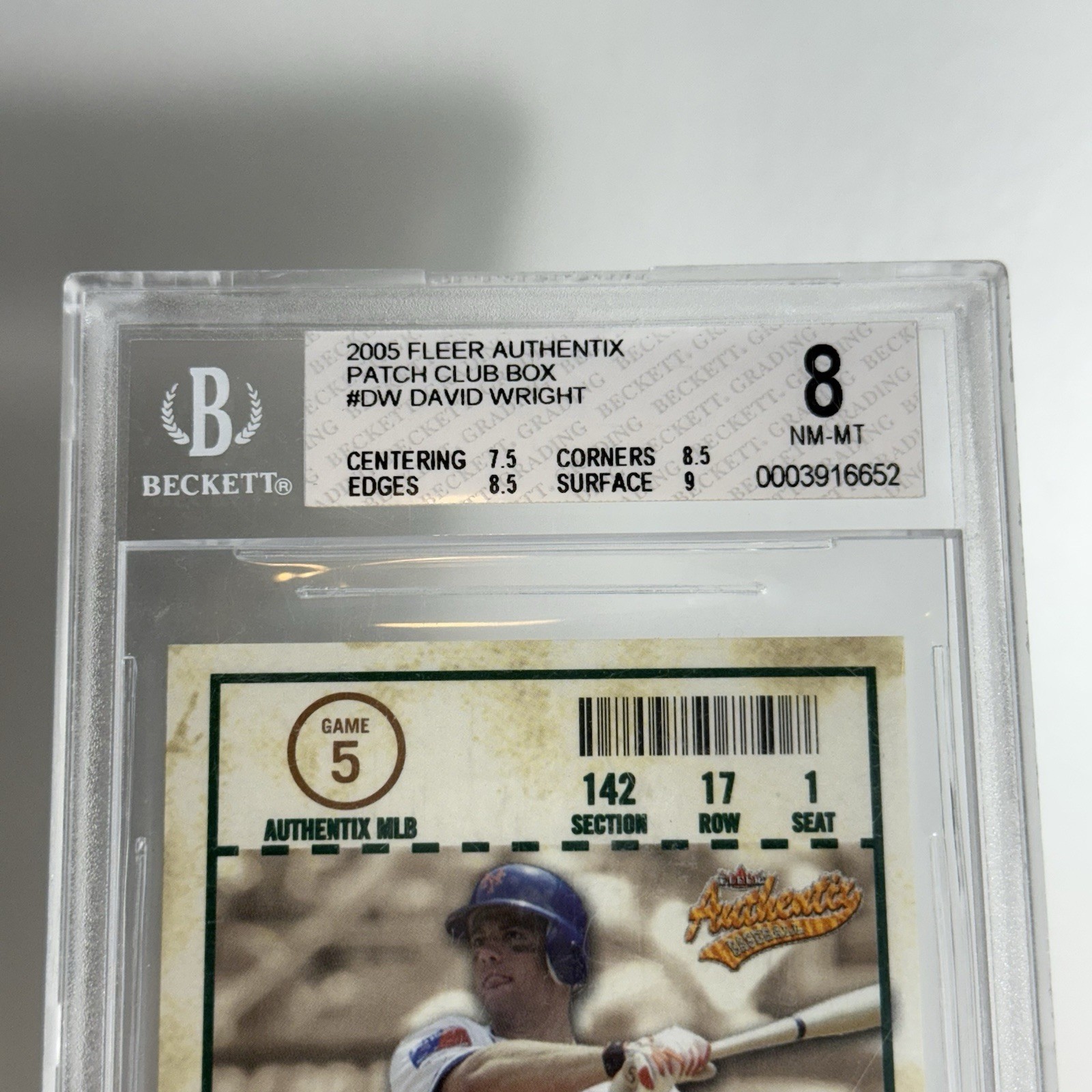 RARE 2005 Fleer Authentix #DW David Wright /5 Rookie Shea Patch Club Box