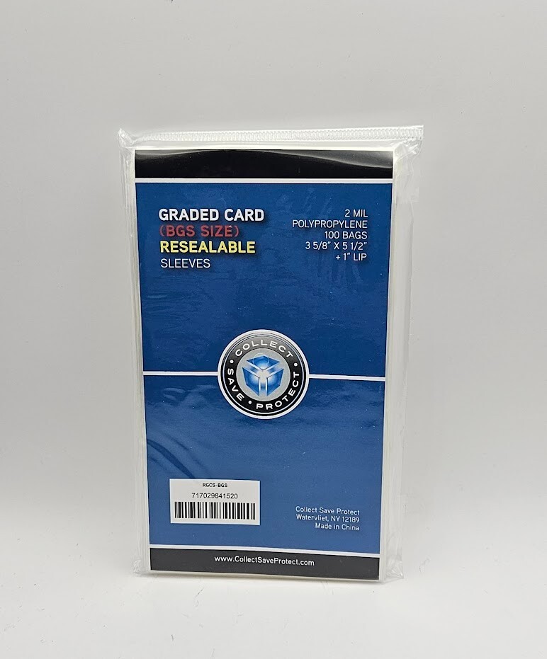 (100-Pack) CSP Graded Card – BGS Size – Resealable Sleeves – 2 mil Poly Bags
