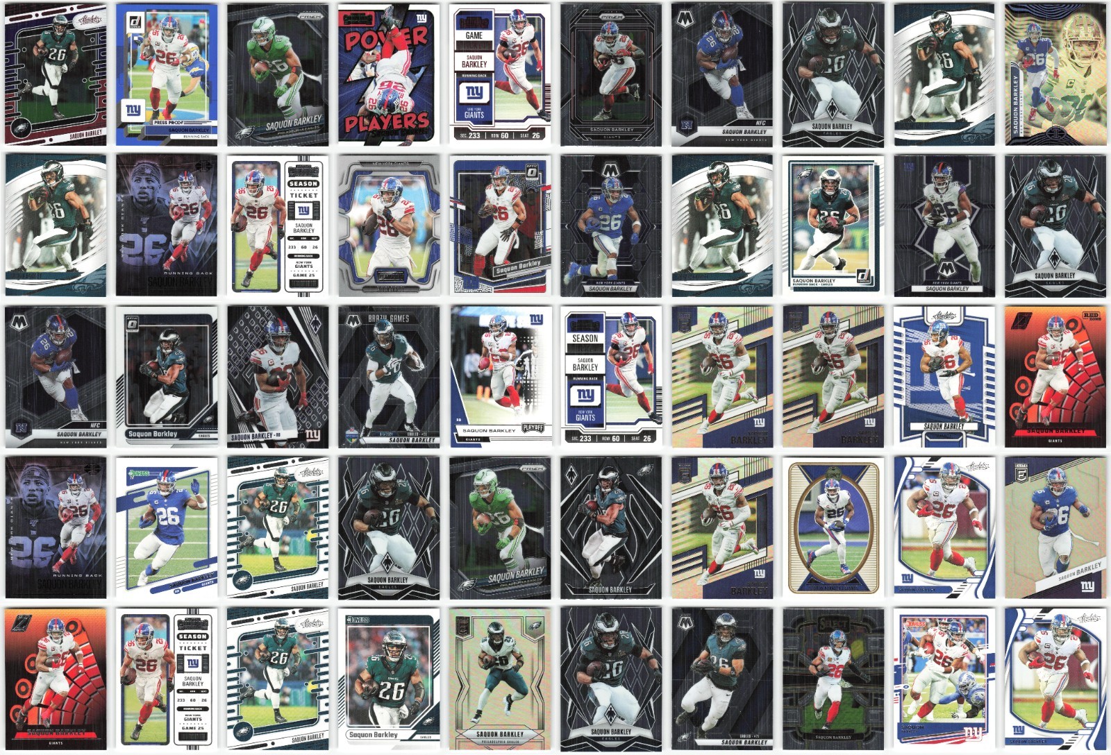 Saquon Barkley Lot of 50 NFL Football Cards Collection – Exact Cards Shown