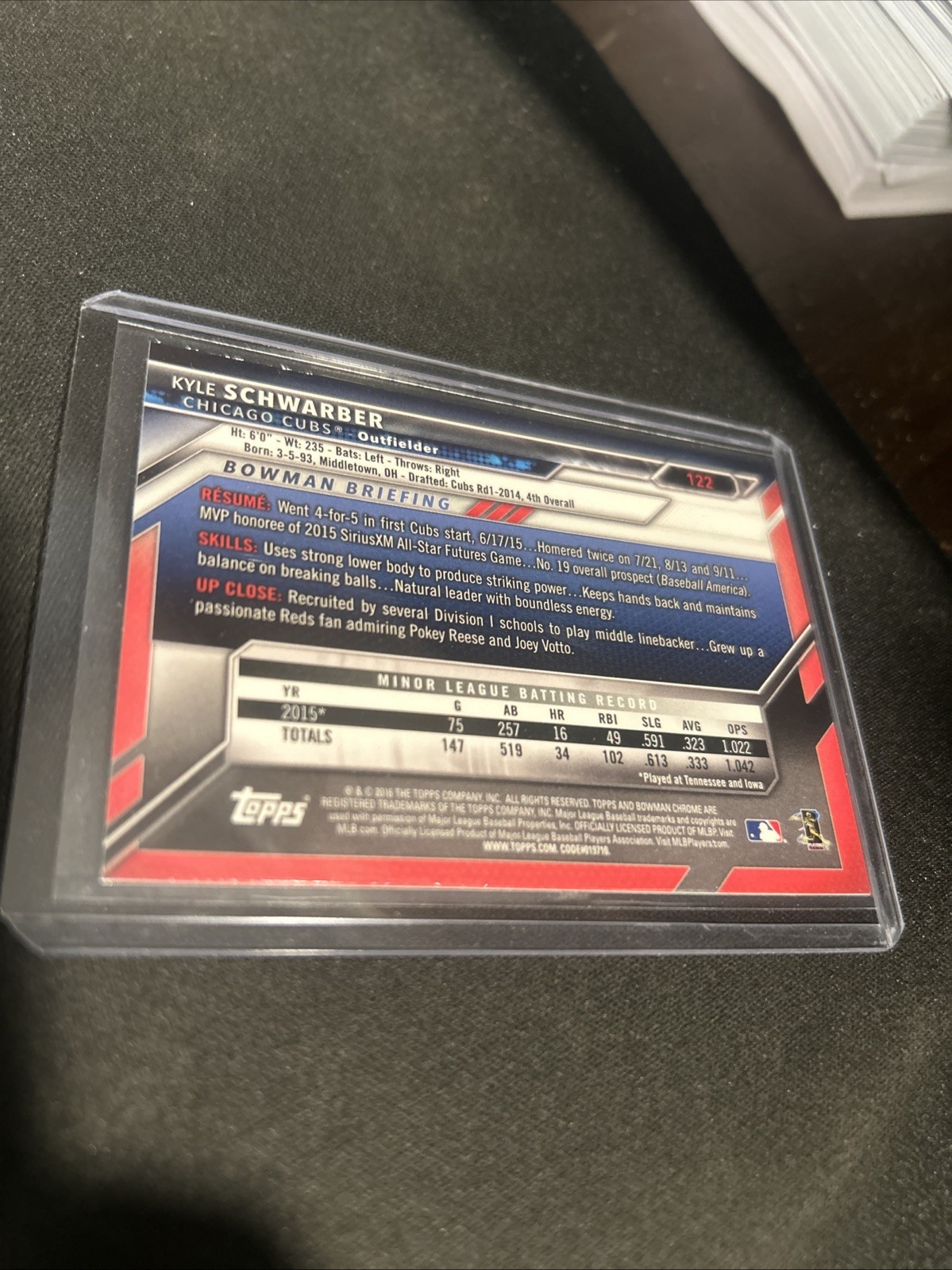 2016 BOWMAN CHROME KYLE SCHWARBER RC #122 CUBS PHILLIES