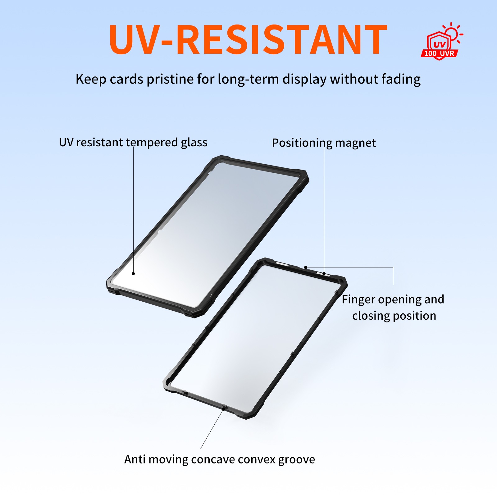 For PSA/CGC/BGS 130PT Shockproof Slidable Metal Graded Card Holder+Glass Cover
