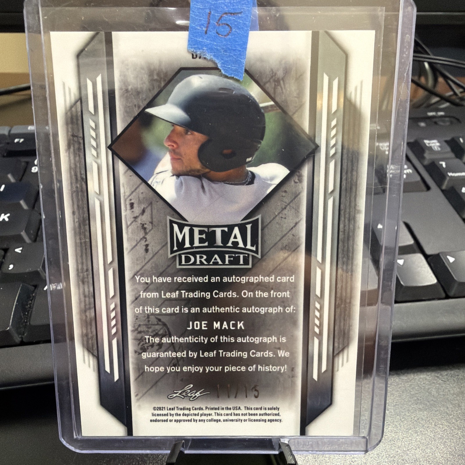 2021 Leaf Metal Draft – Joe Mack #BA-JM1 Black Rainbow 11/15 (AU, RC)