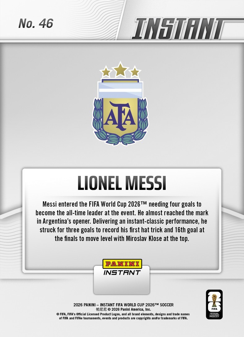 2026 Panini Instant FIFA World Cup #46 Lionel Messi Argentina PRESALE