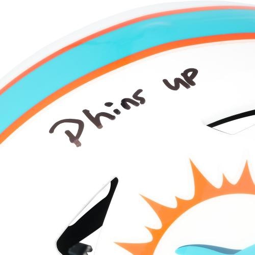 De’Von Achane Dolphins Signed Riddell Flex Authentic Helmet w/Phins Up! Insc