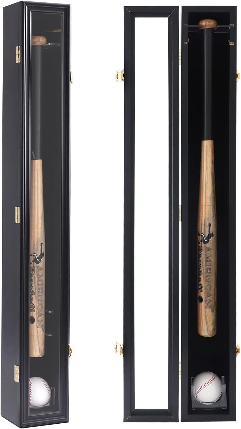 Baseball Bat Display Case – Baseball Bat Wall Mount Wooden Frame with Acrylic…