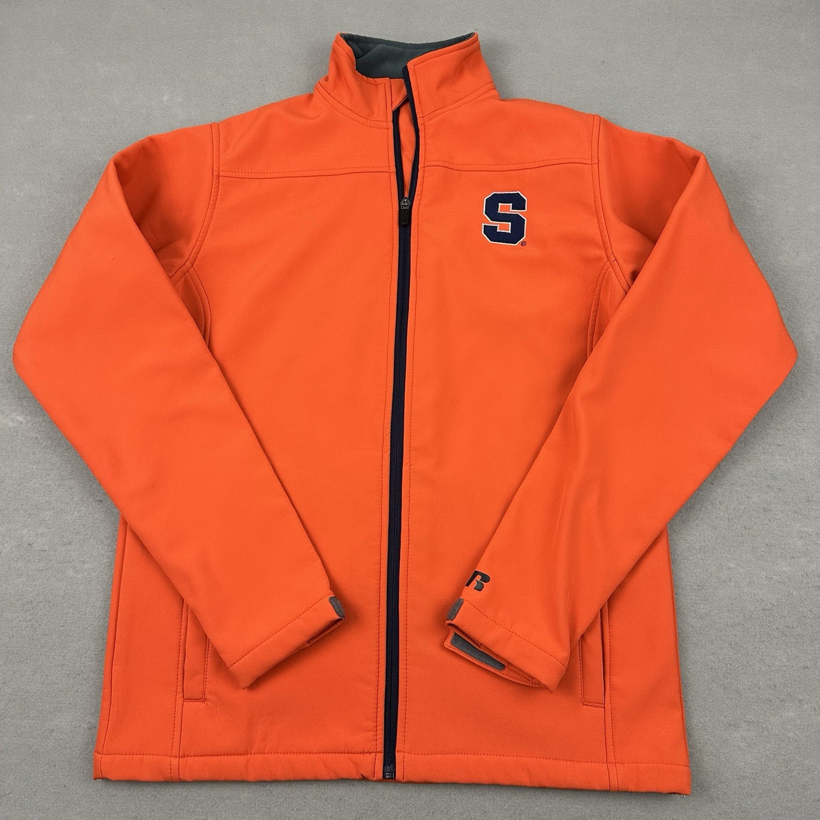 Syracuse Orange Jacket Men Small Orange Solid Full Zip Windbreaker Russell NCAA