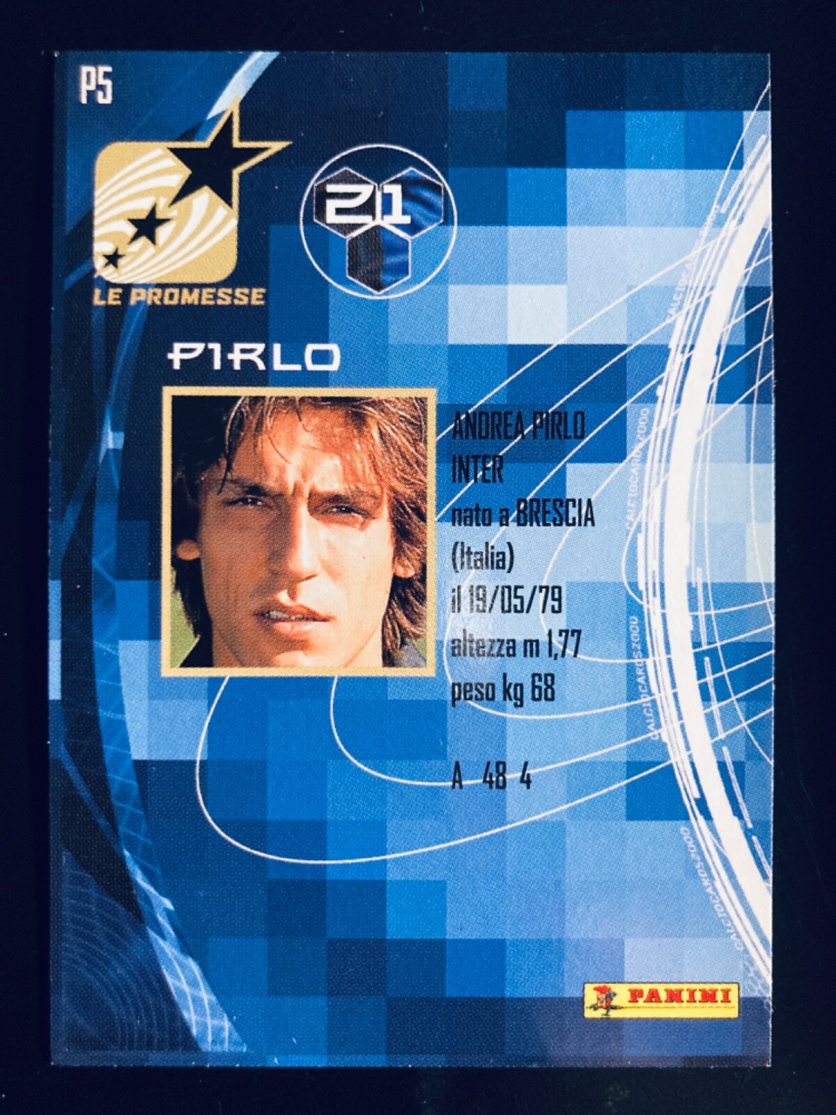 1999-00 Panini Calcio cards 2000 Promesse #P5 Andrea Pirlo Inter Blue foil card