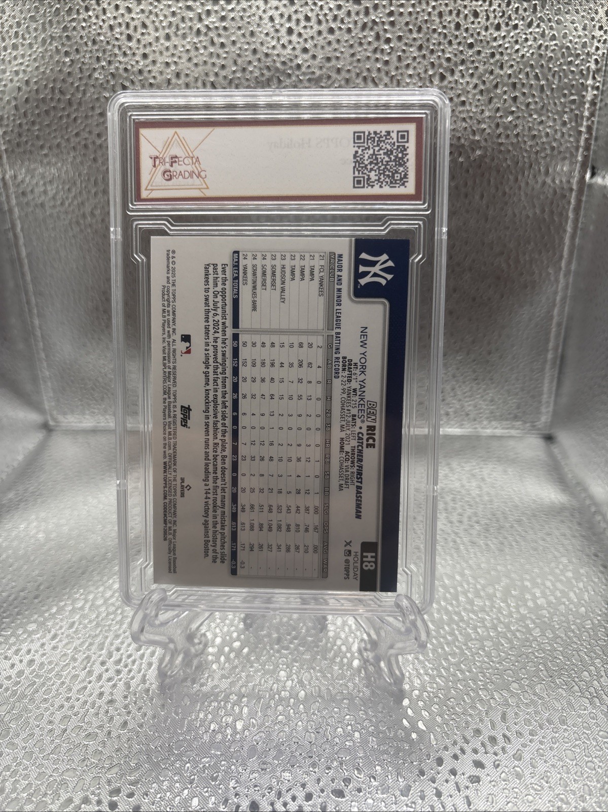 2025 Topps Holiday Ben Rice Rookie #H8 GEM 10 Yankees