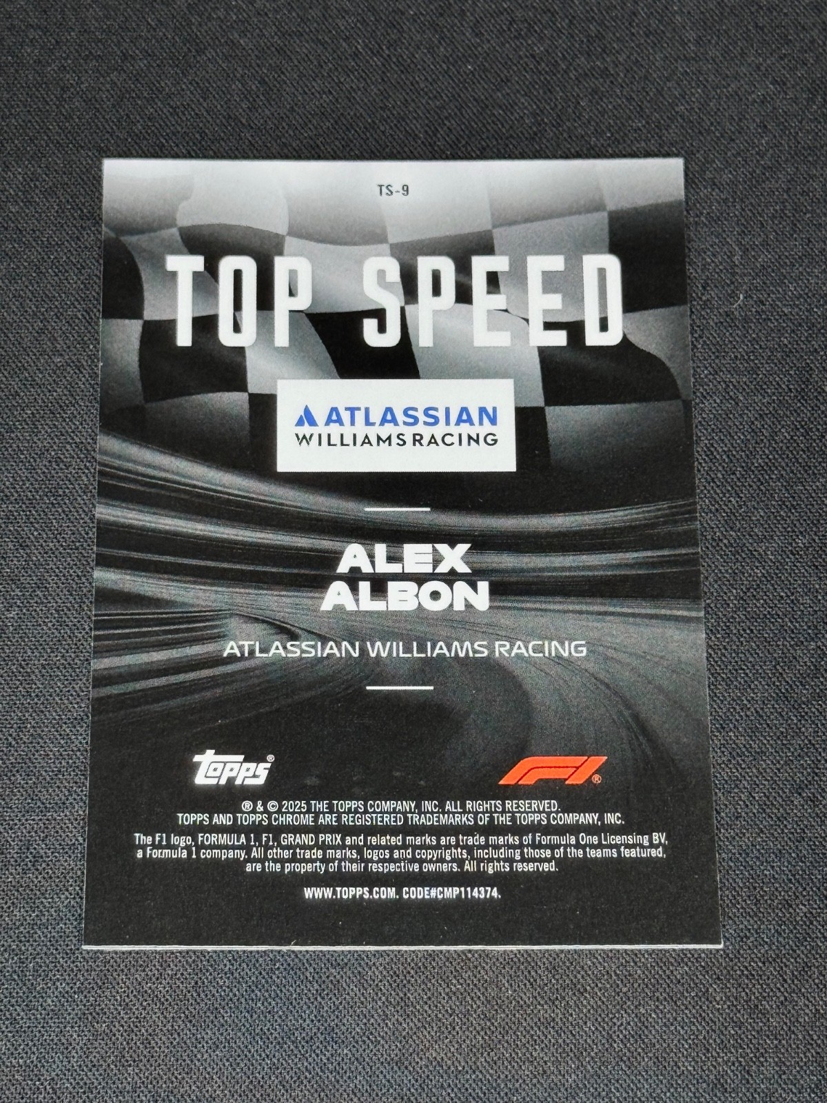 2025 Topps Chrome Formula 1 Alex Albon #TS-9 Top Speed Refractor Insert 🔥